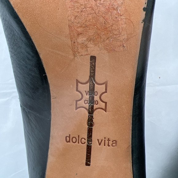 Dolce Vita Vera Cuoio Slip On Round Toe Cone Pump 41/2" Heel Grayish Blue Size 6 - Picture 7 of 7